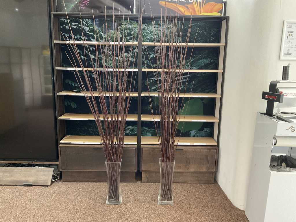 Vase en verre avec branches (2x)