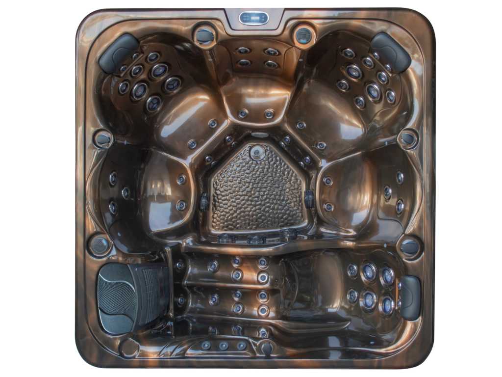 Outdoor Spa 5-Personen 220x220x94 cm -Braune Badewanne mit anthrazitfarbener Seite - Inkl. Bluetooth