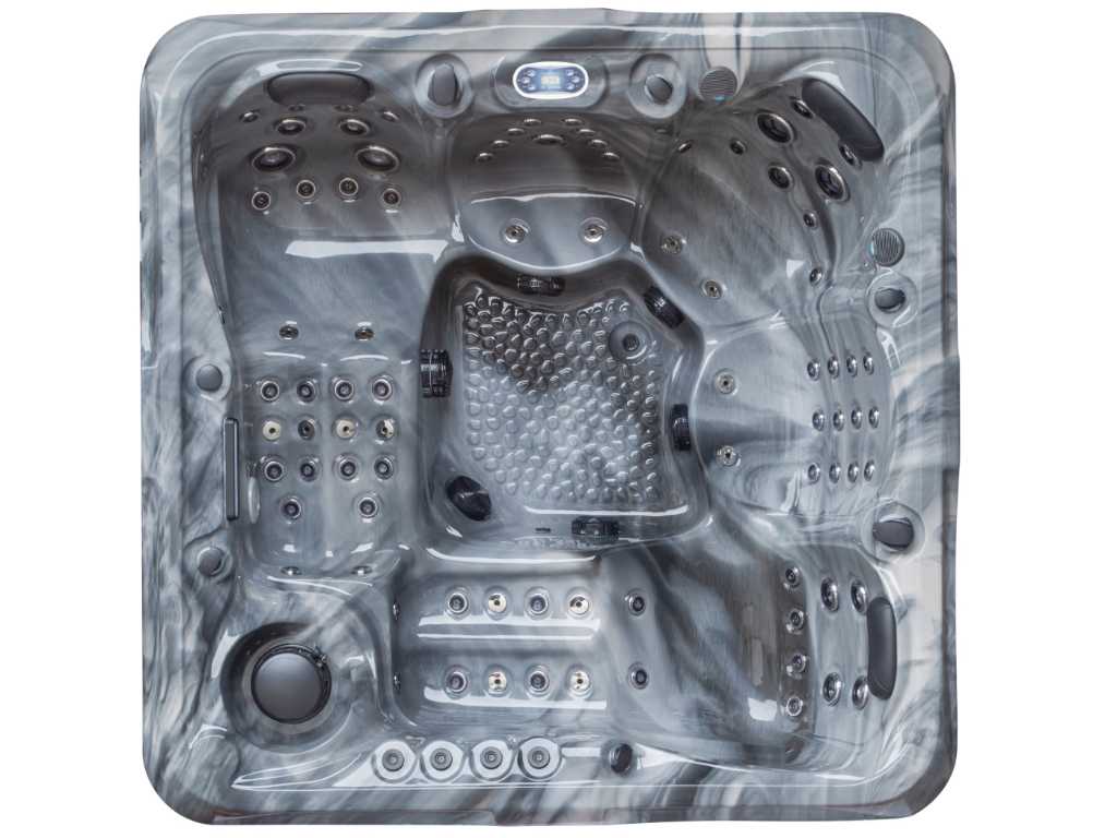 Outdoor Spa 5-persoons 210x210x90 cm - Grijs bad met antraciete zijkant - Incl. Bluetooth