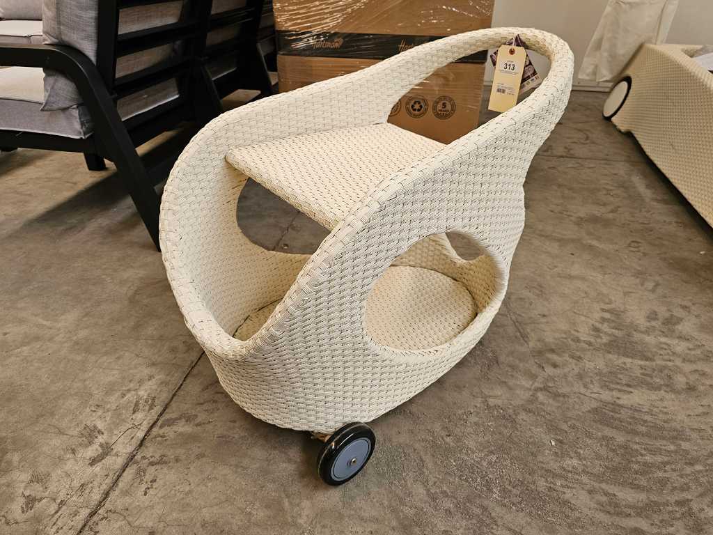 Luxury Lounge Serving Trolley Wicker White Special Design