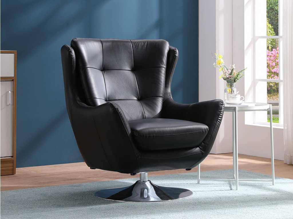 ANABA Leather Swivel Chair - Black
