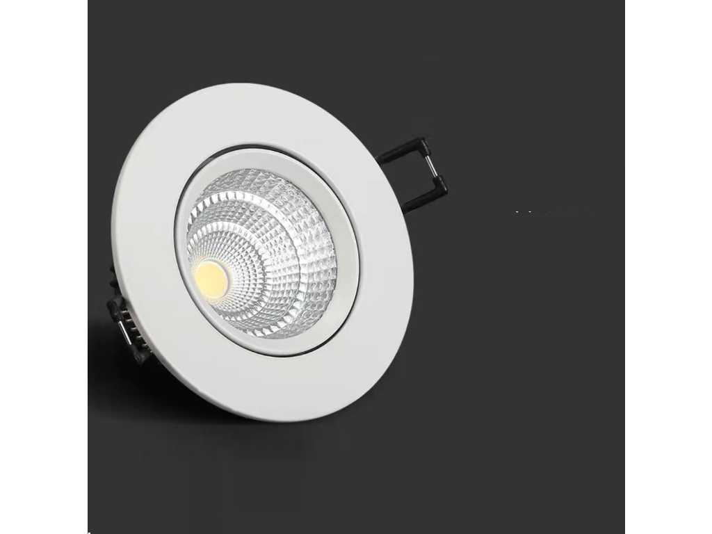 100 x Spot encastrable - LED 7W - Réglable - Blanc - Lumière du jour 6500K