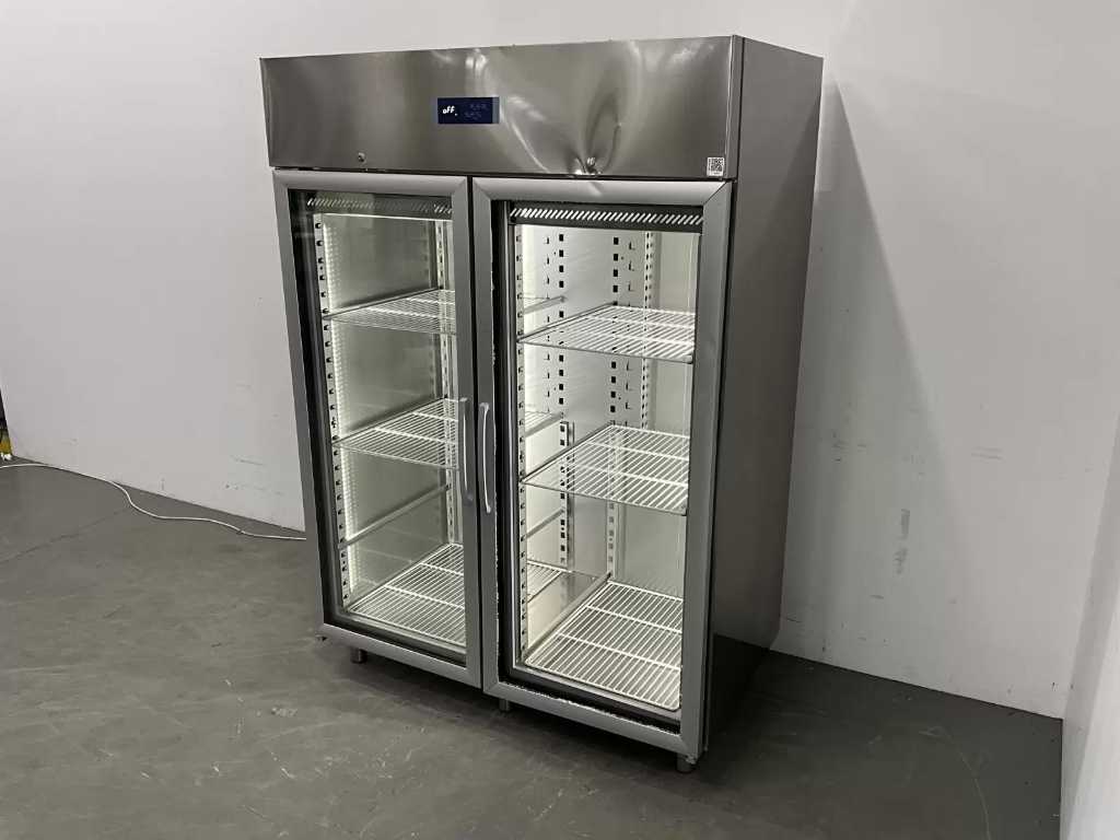 Studio 54 - OAS MT 1400 - Réfrigérateur à porte vitrée en acier inoxydable