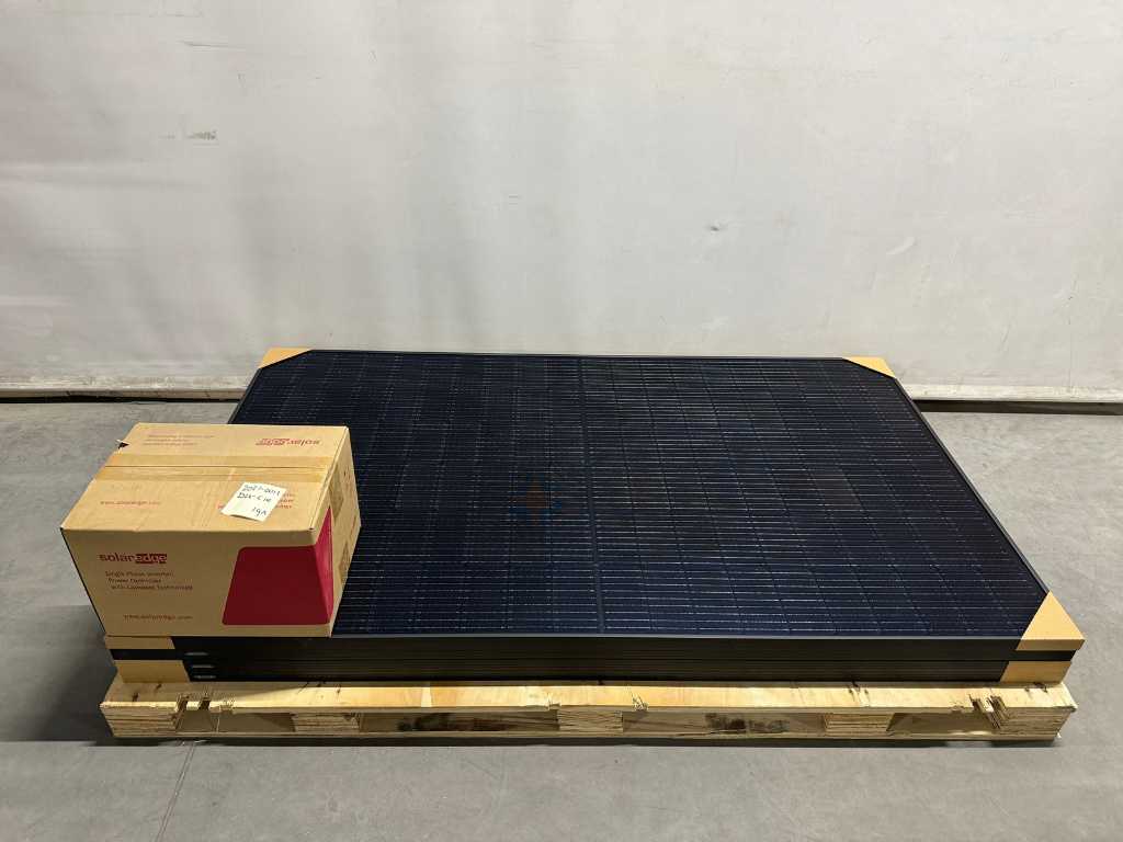 Exiom - Set mit 4 komplett schwarzen (375 Wp) Solarmodulen und 1 Solaredge SE1000-WiFi Wechselrichter mit Optimierern (1-phasig)