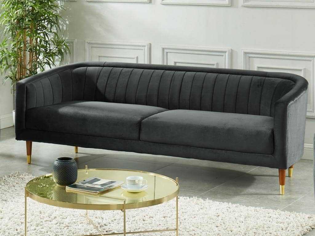 3-seater velvet sofas - Anthracite