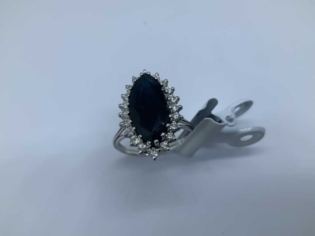 Entourage ring with sapphire and diamond