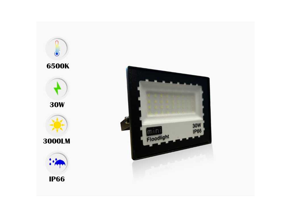 60 x LED Breedstraler 30W MINI - 6500K koud wit - Waterdicht (IP65)