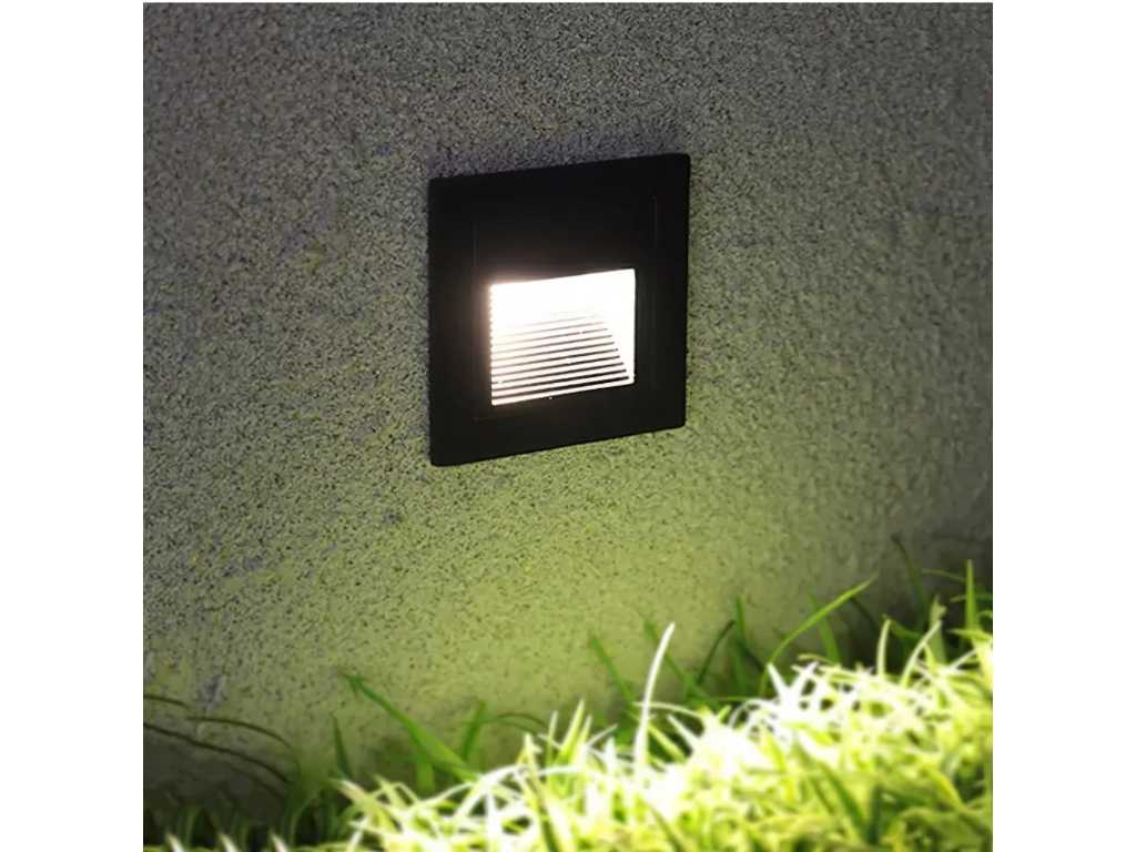 20 x Éclairage d’escalier carré encastré 3W LED - Blanc chaud 3000K - IP65 (LY04)