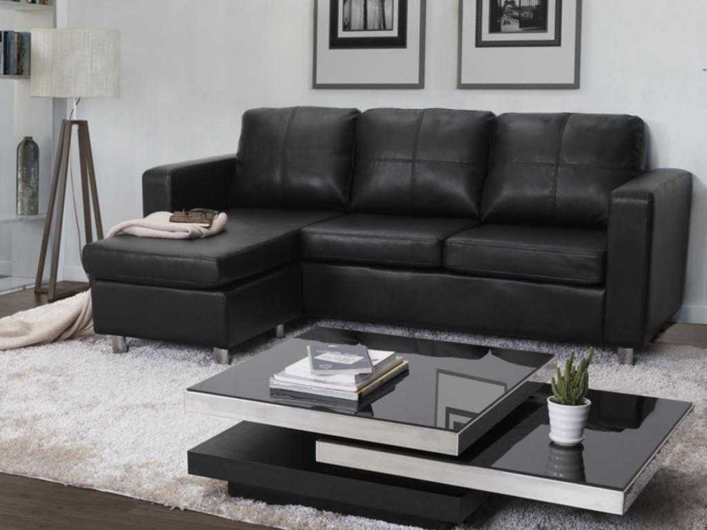 Reversible Faux Corner Sofa - Black