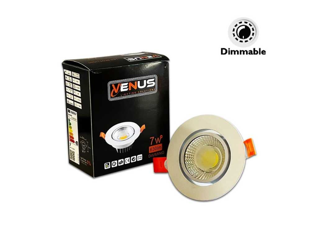 100 x Recessed spotlight - 7W LED - Dimmable - Adjustable - White - 3000K Warm White 
