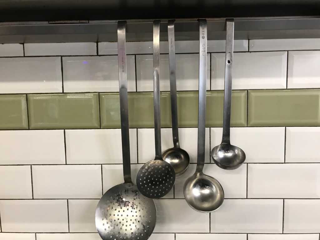 Various spoons and skimmers