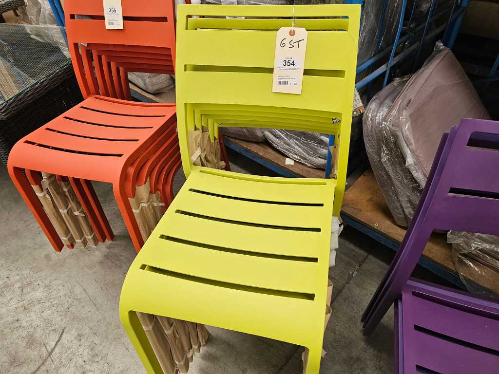 6 x Garden Prestige Alu Stacking Chair Nice Slat Green