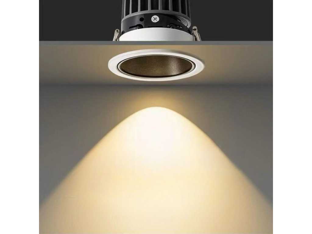 100 x Recessed Spotlight - 7W LED - 3000K Warm White - Black/White 
