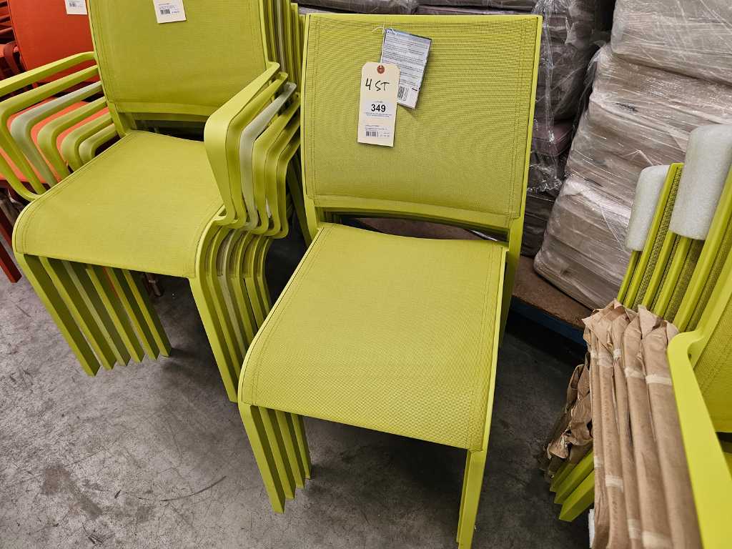 4 x Garden Prestige Alu Stacking Chair Nice Green Matt + Green 
