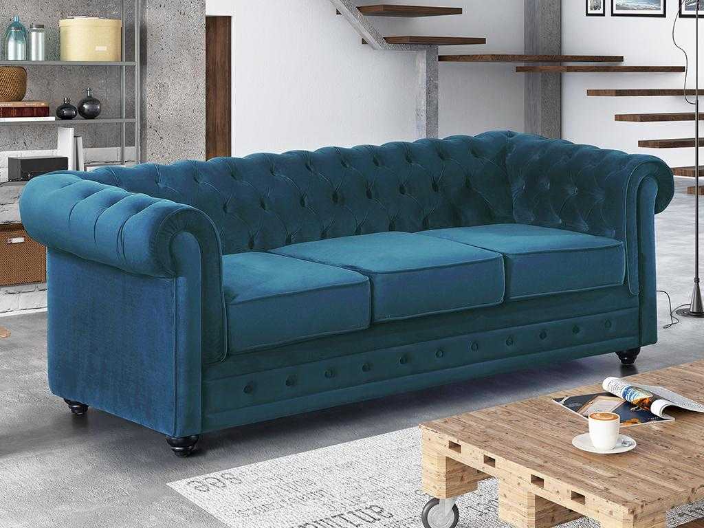 3-seater sofa - Duck blue velvet
