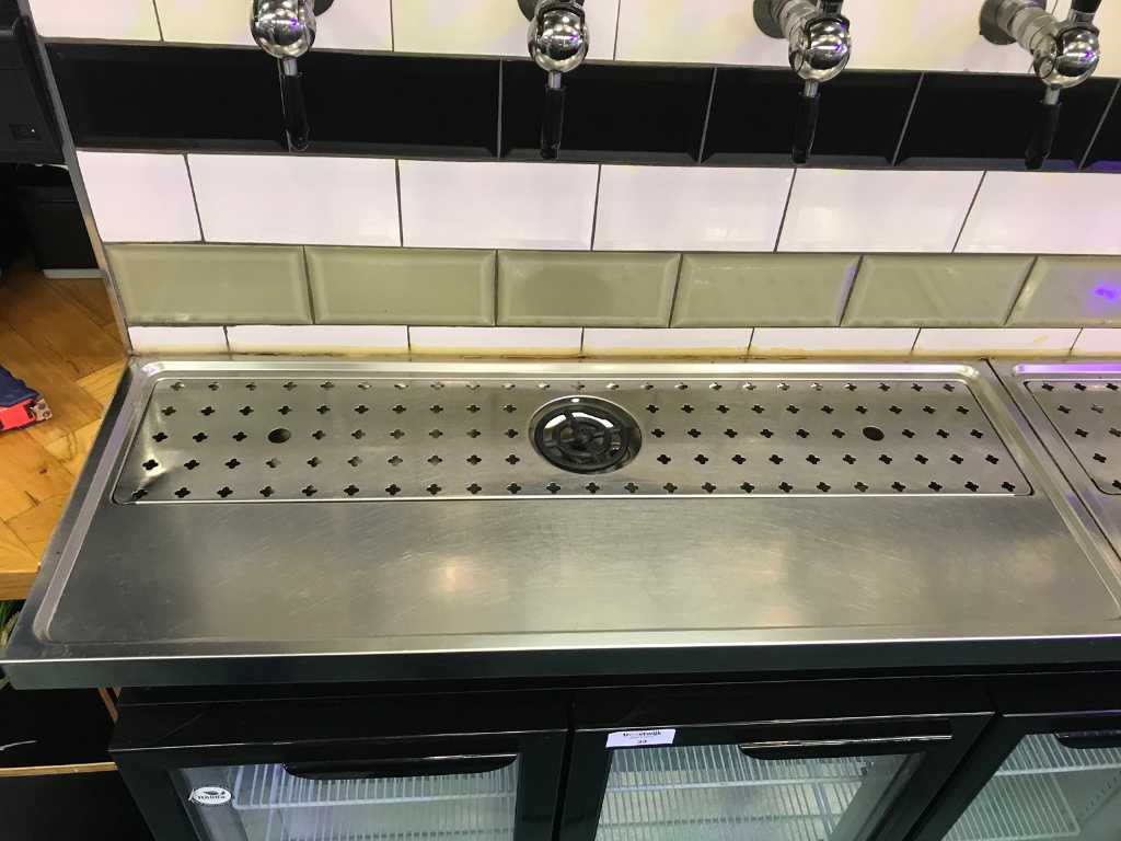 Stainless steel drip tray with glass and rinse function