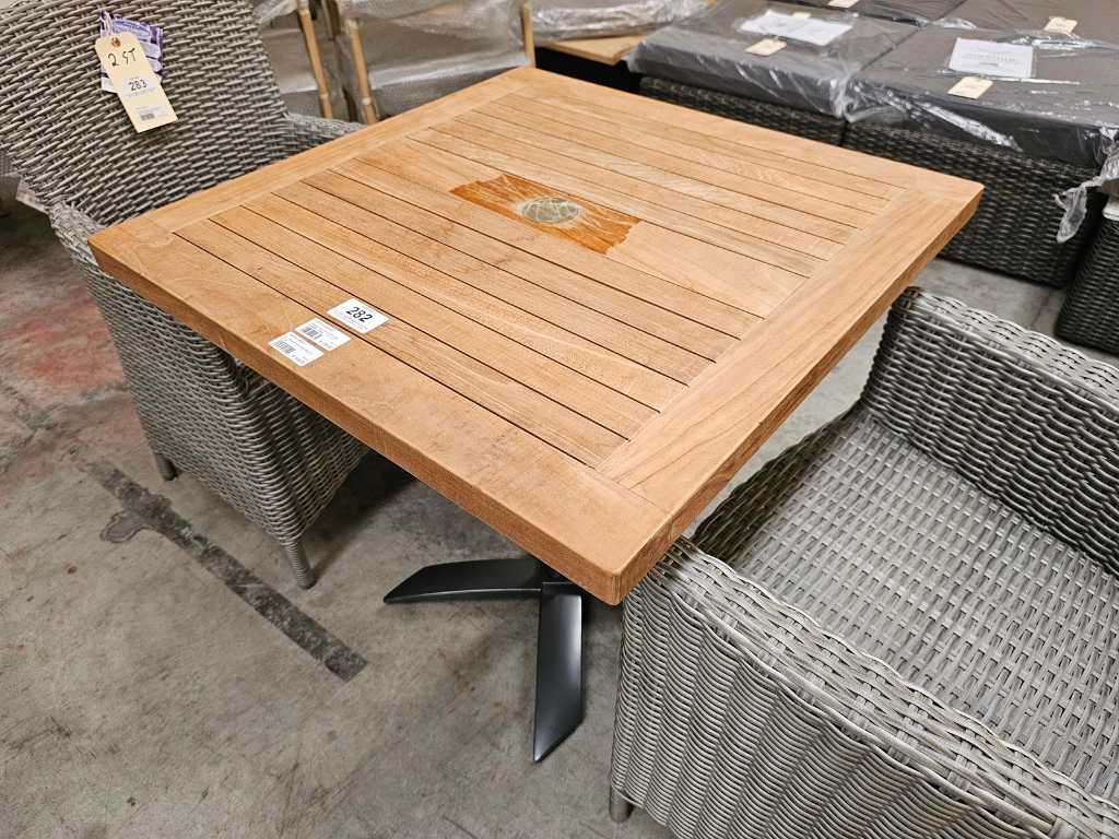 Table en teck Elite 75 x 75cm avec base en alu anthracite 