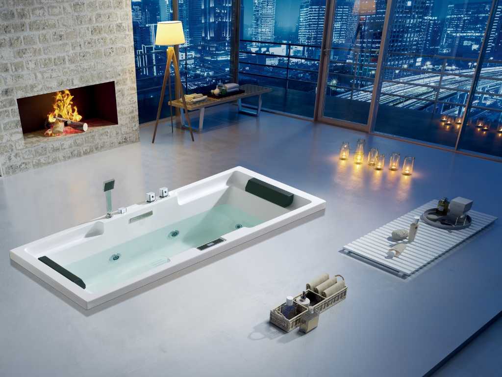 surface-mounted or built-in massage bath (white or black)