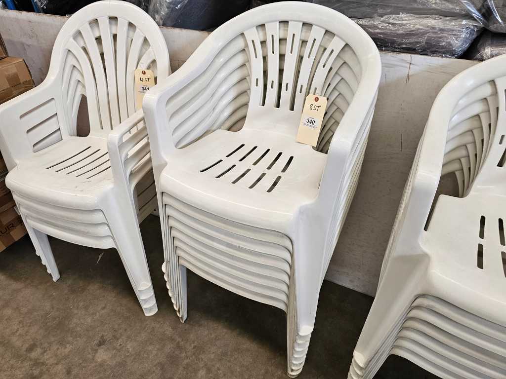 Grosfillex Lot von 8 Gartenstühlen Kunststoff Weiß