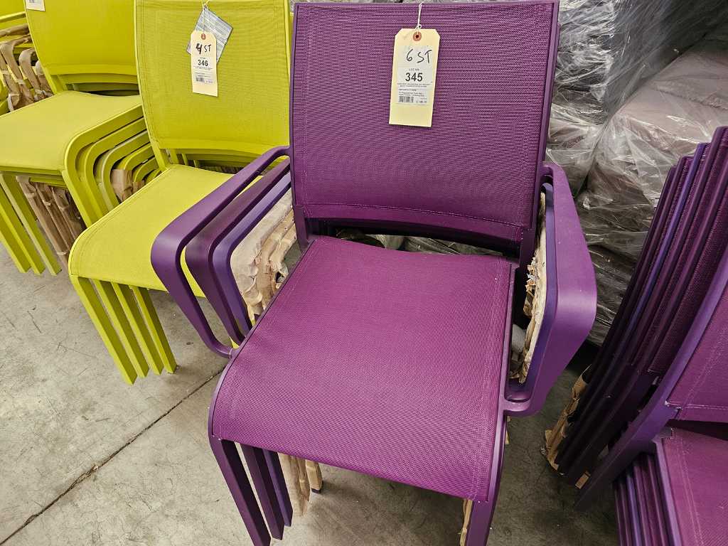 6 x Garden Prestige Alu Stacking Chair Nice Purple Matt + Arm