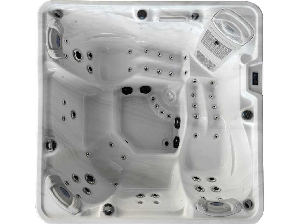 Spa all'aperto per 5 persone 220x220x90 cm - Vasca da bagno bianca come la neve con lato antracite - Incl. Bluetooth