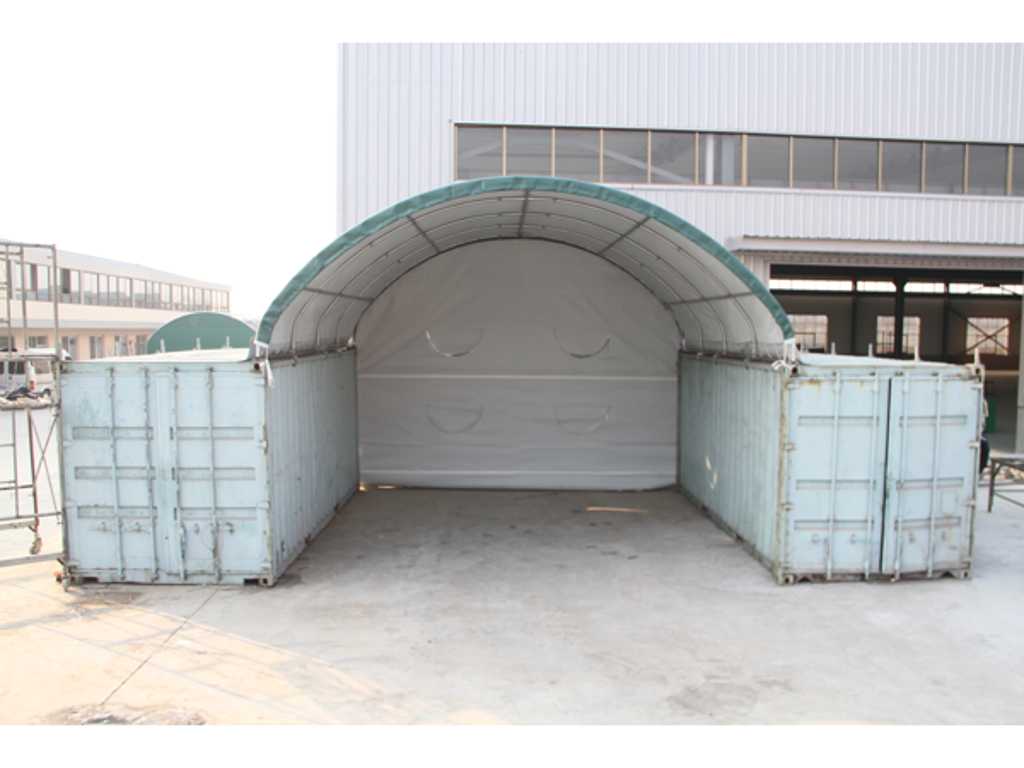 2024 Stahlworks 20ft 6x6 meter met eind zeil Shelter overkapping / tent tussen 2 containers