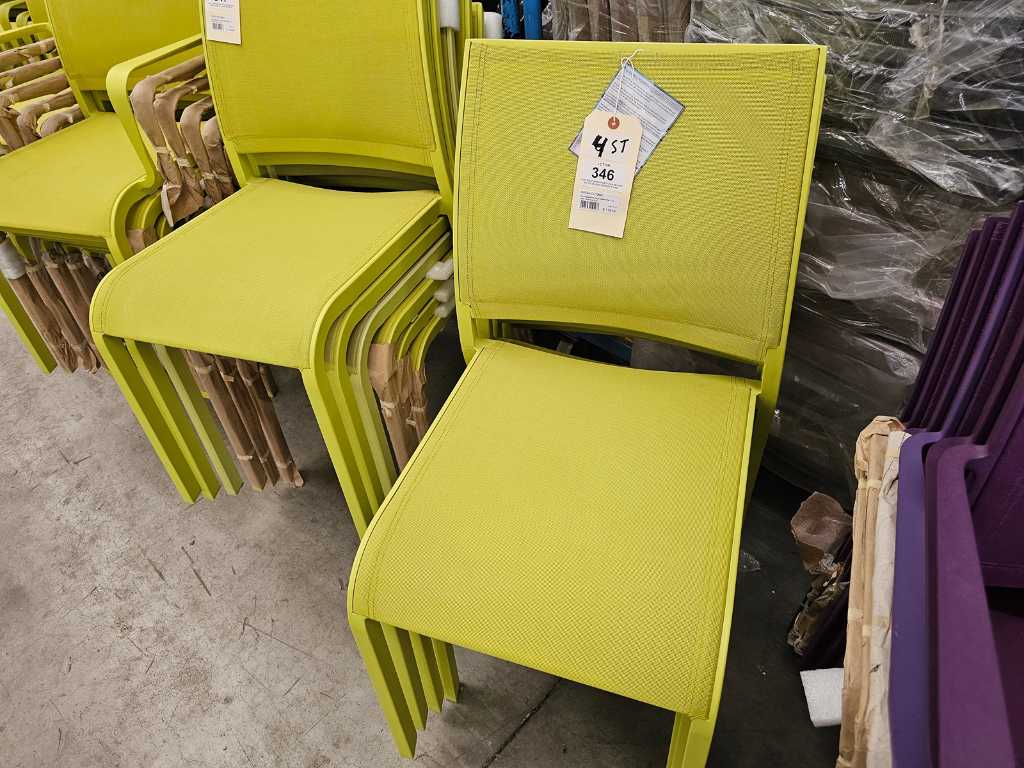 4 x Garden Prestige Alu Stacking Chair Nice Green Matt + Green 