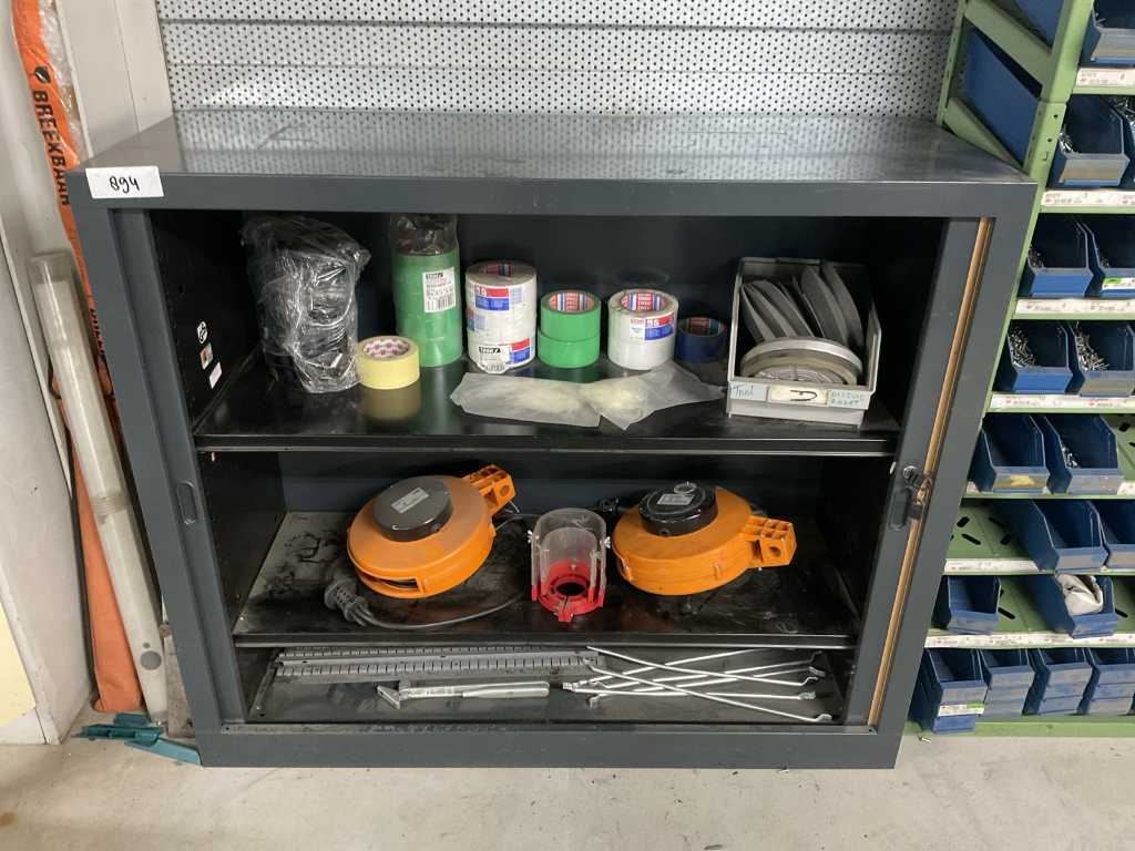 Workshop cabinet with contents