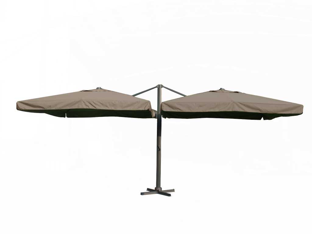 Umbrelă dublă suspendată Taupe/nisip (2*300x300cm)