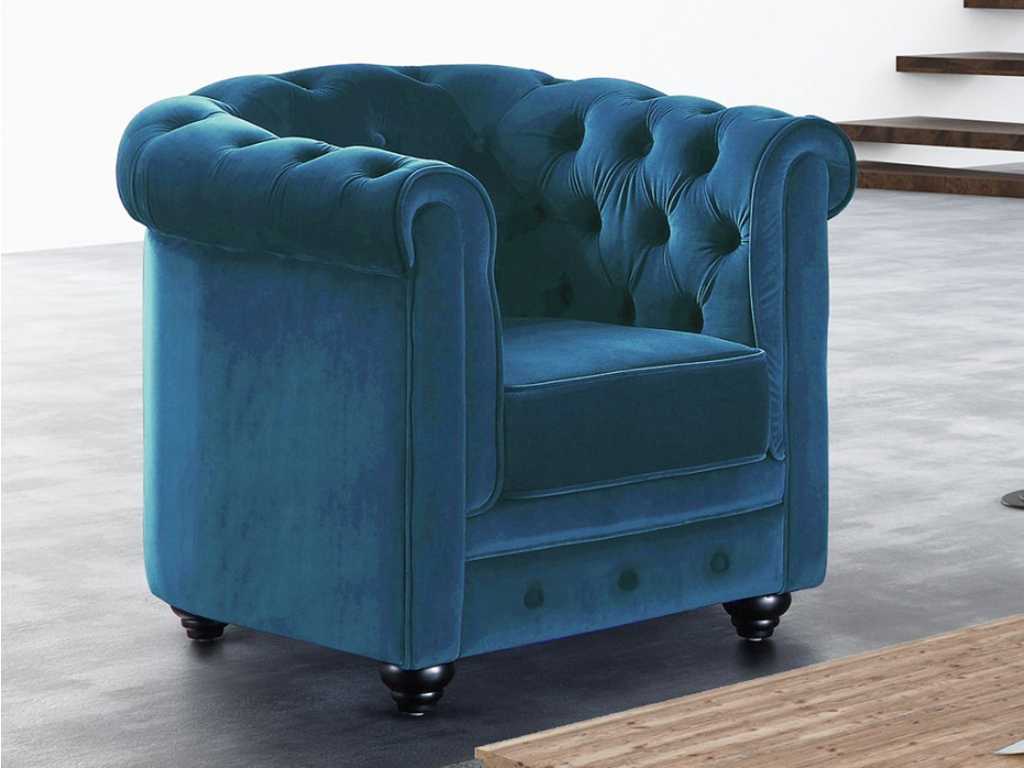 Armchair - Velvet in peacock blue

