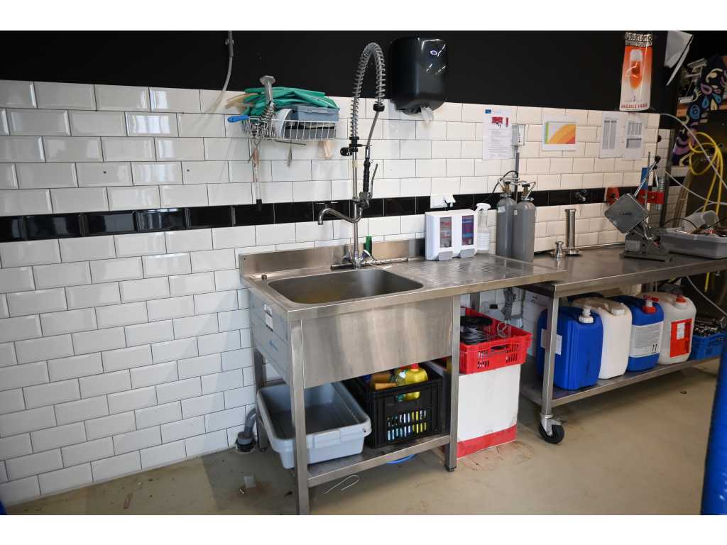 Stainless steel sink with spray nozzle