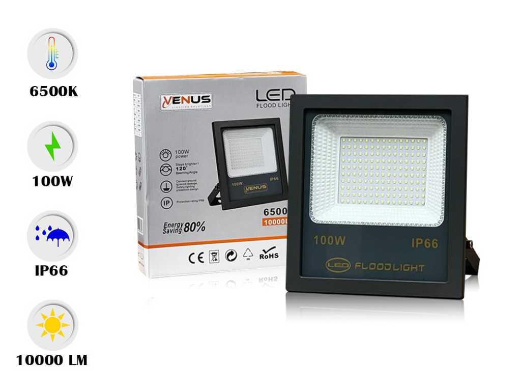 20 x Naświetlacz LED 100W IP66 - 6500K Biały Zimny - Wodoodporny