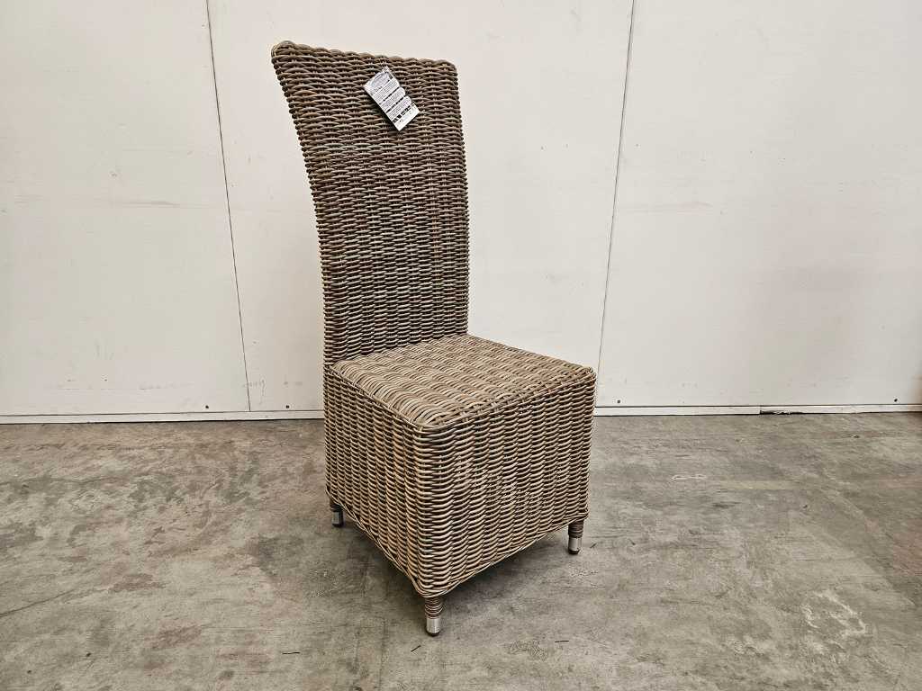 2 x Luxury Lounge Wicker Chair Detroit Kobo Brown - High Back
