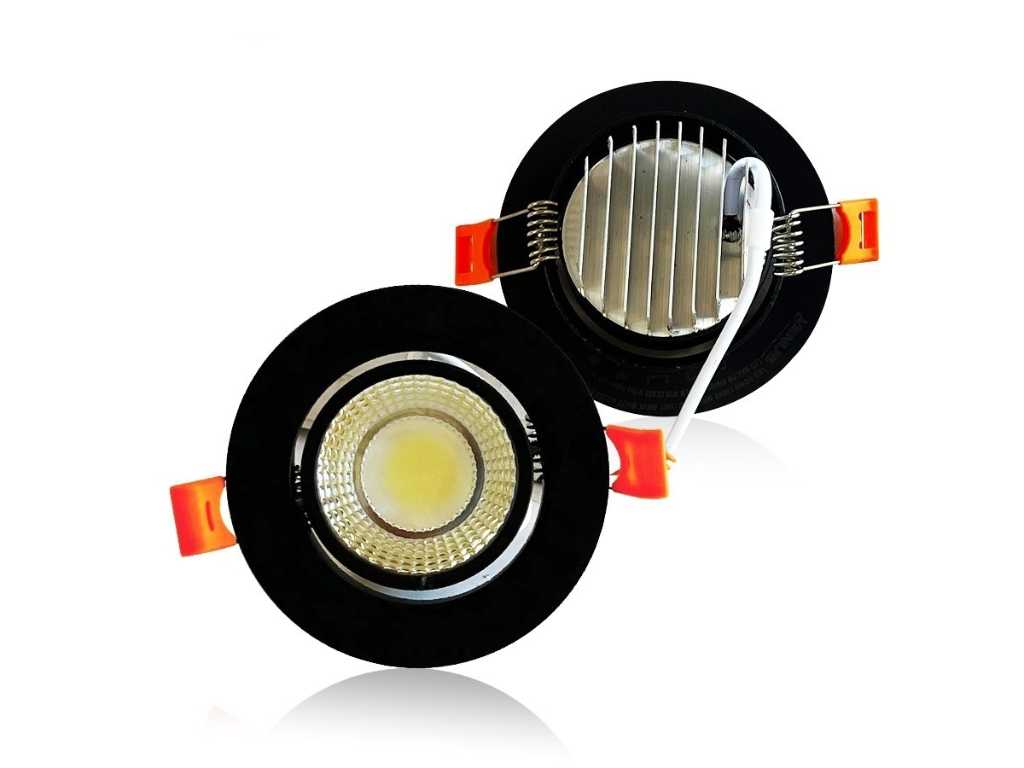 200 x Reflector încastrat - 7W LED - Reglabil - Negru - 6500K WarmWhite