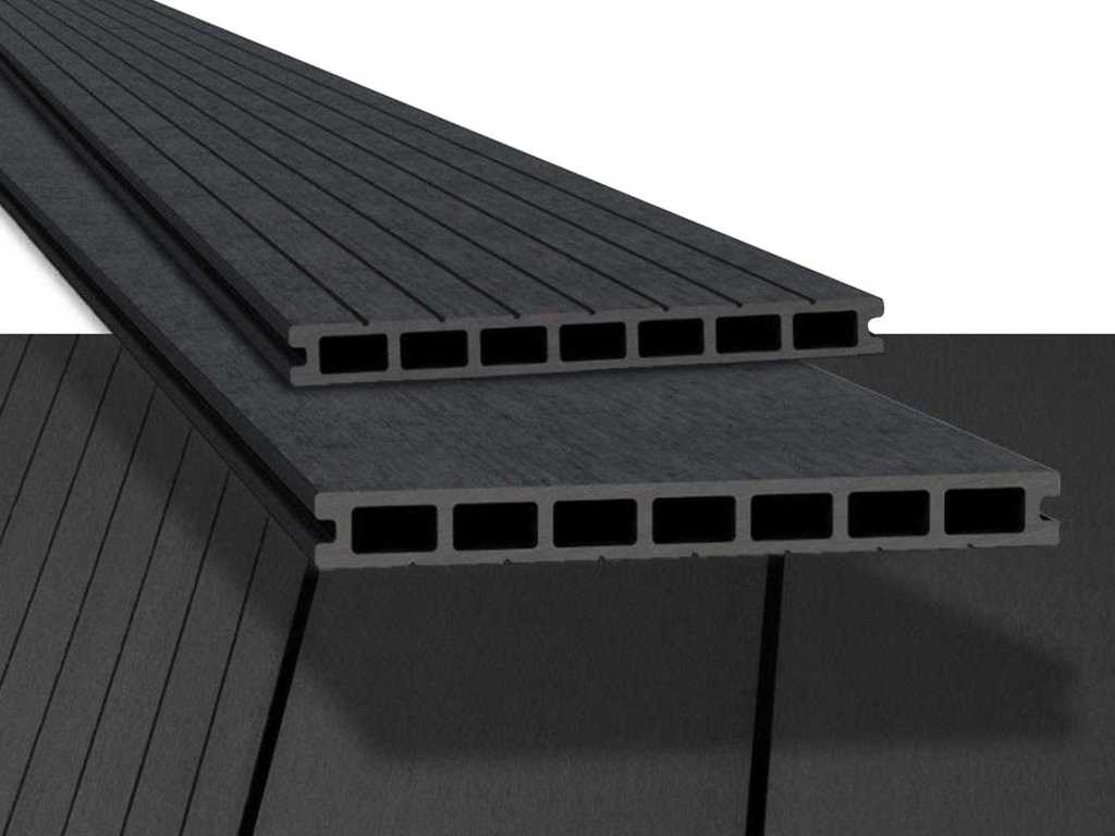 Terrasse composite 25,2 m² anthracite 420x25x2,3 cm 