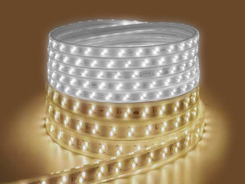 2 x LED Strip 25m - 10W/M - Dubbele kleuren Wit of Warm Wit 
