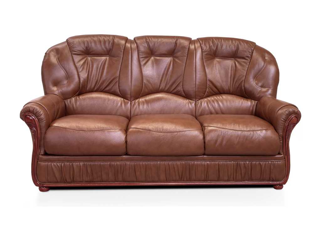 3-seater sofa 100% buffalo leather - Brown