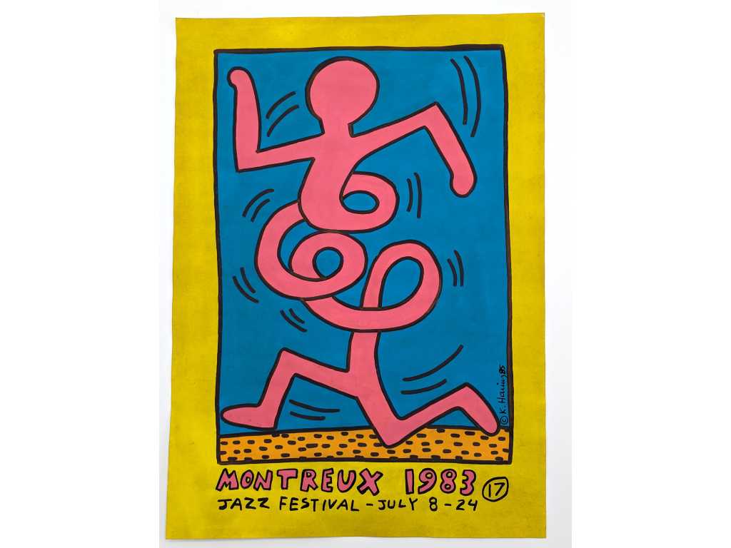 Felt pen drawing, Keith Haring (attributed to) dated 1983
