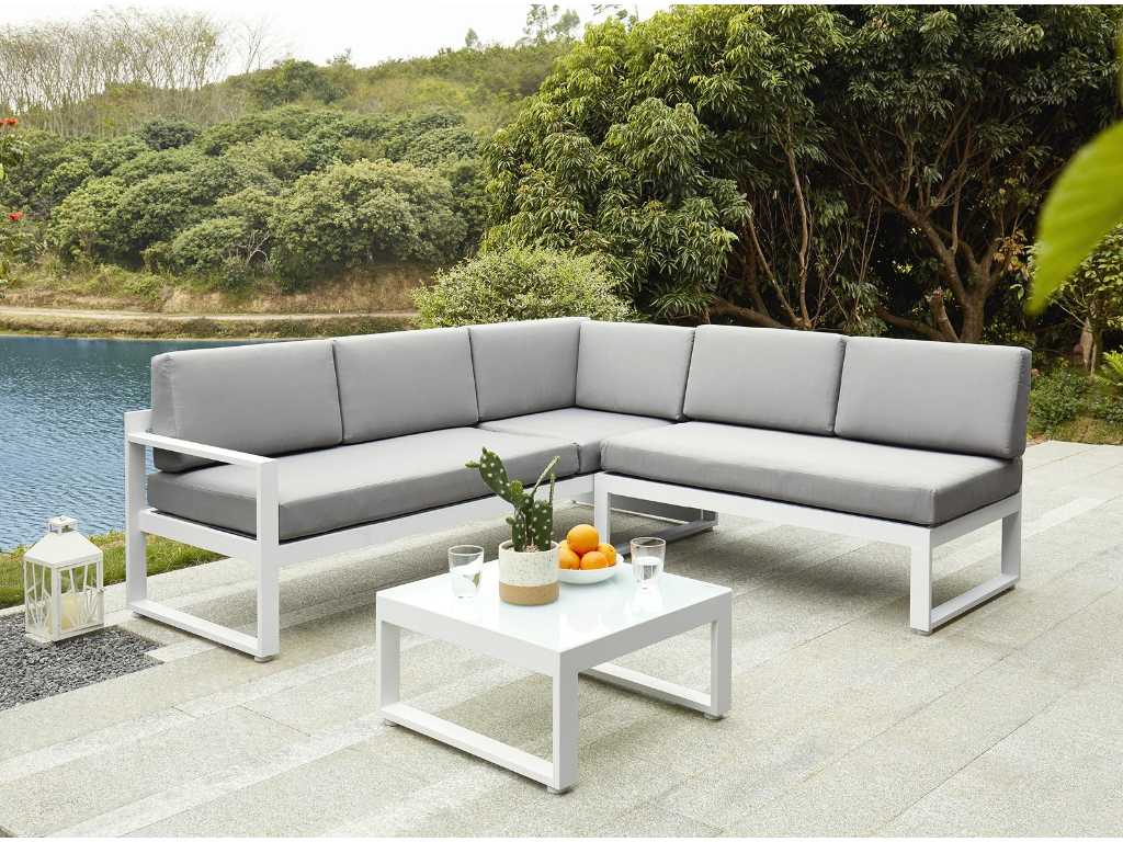 Garden furniture - Coffee table and corner sofa - Grey
