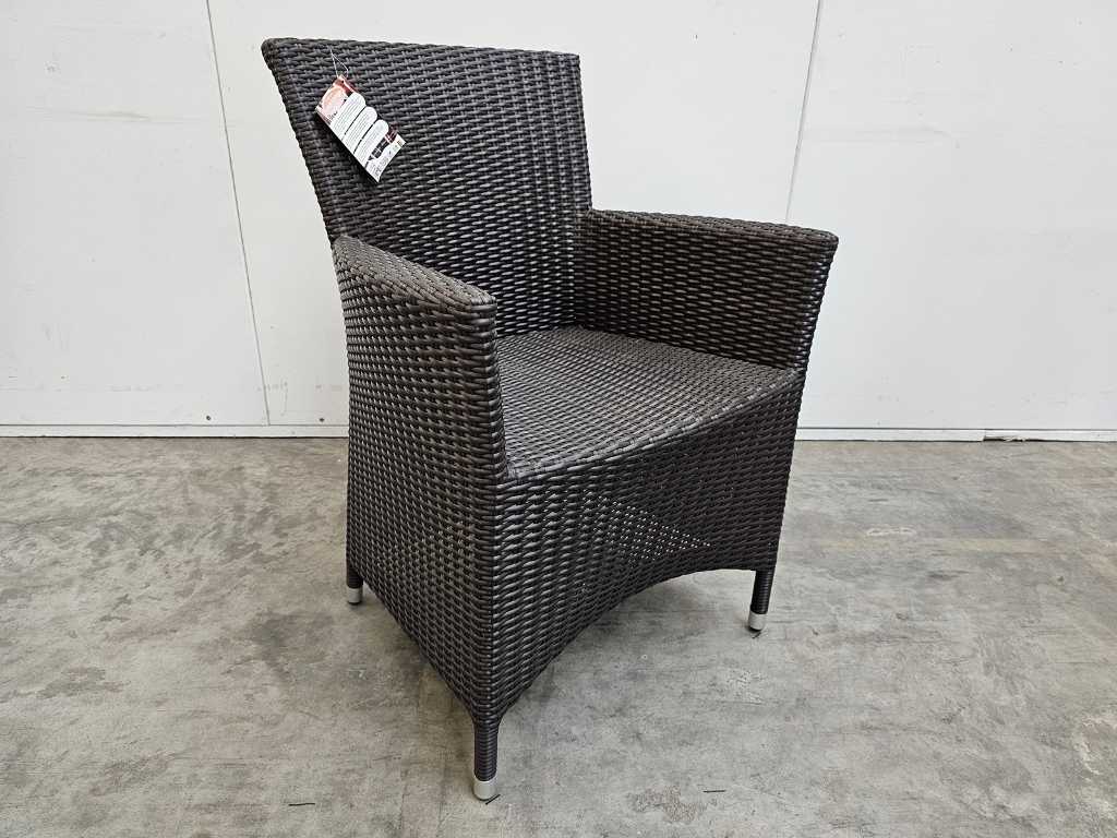 2 x Luxury Lounge Wicker Chair with Arm Java Brown