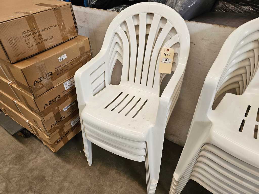 Grosfillex Lot of 4 Garden Chairs Plastic White