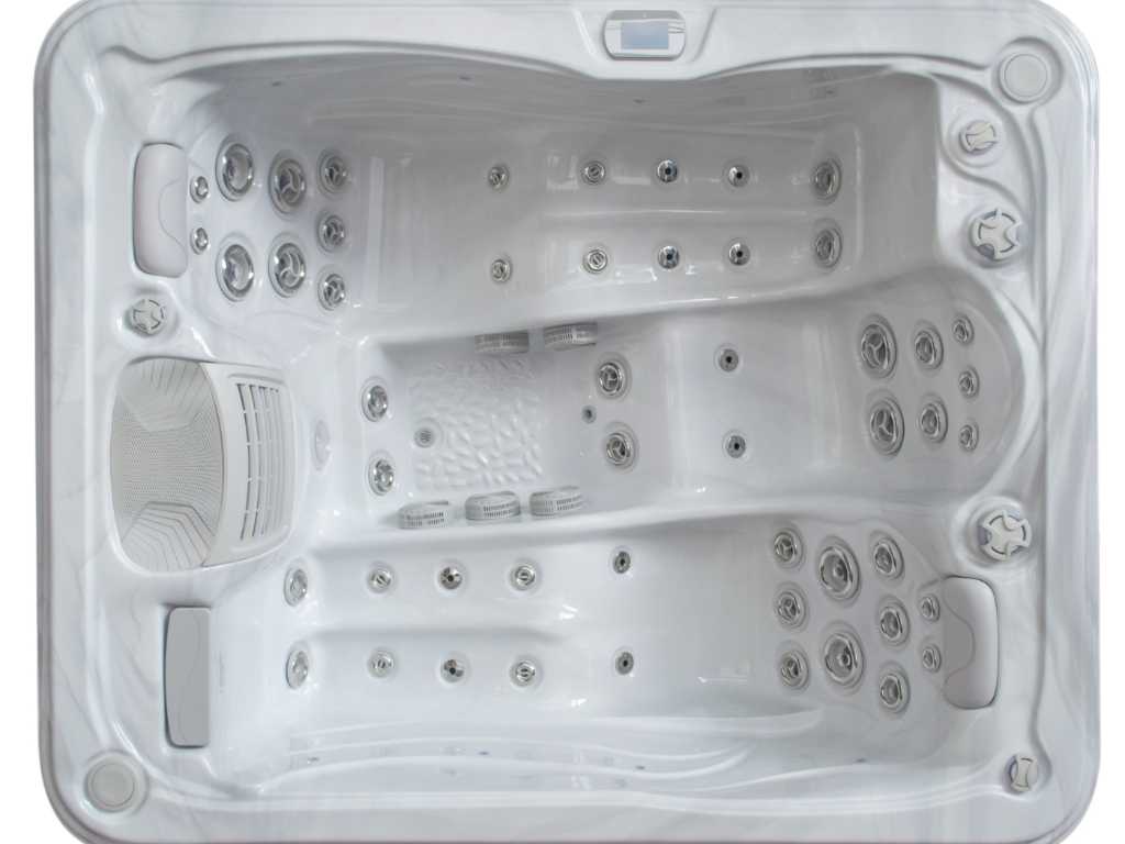 Spa all'aperto per 3 persone 180x220 cm - Vasca da bagno bianca con gonne antracite - Incl. Bluetooth