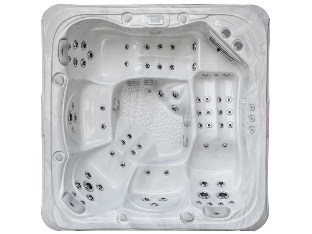 Spa all'aperto per 5 persone 230x230 cm - Vasca da bagno bianca come la neve / lato nero - Incl. Wifi e Bluetooth