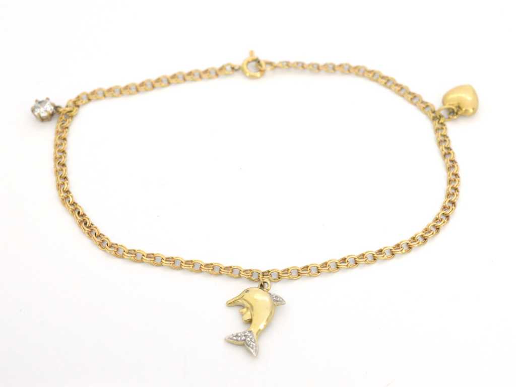 Gold anklet with small stones
