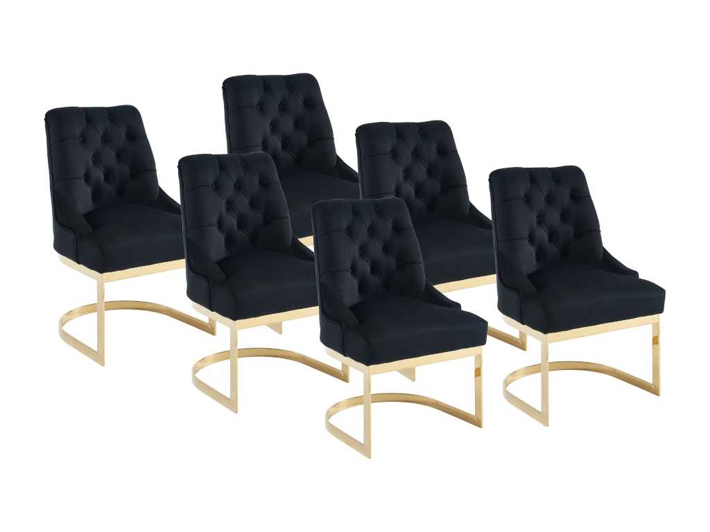 Set of 6 velvet and gold-tone stainless steel chairs - Black by Pascal MORABITO