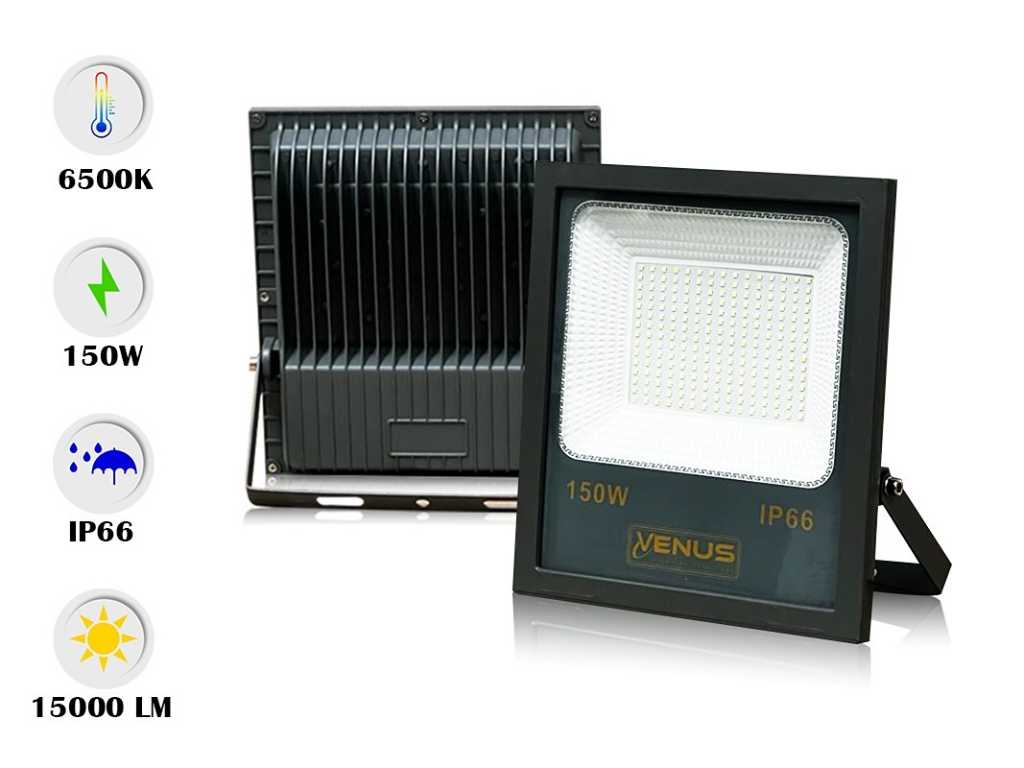 10 x Naświetlacz LED 150W - 6500K Biały Zimny - Wodoodporny IP66