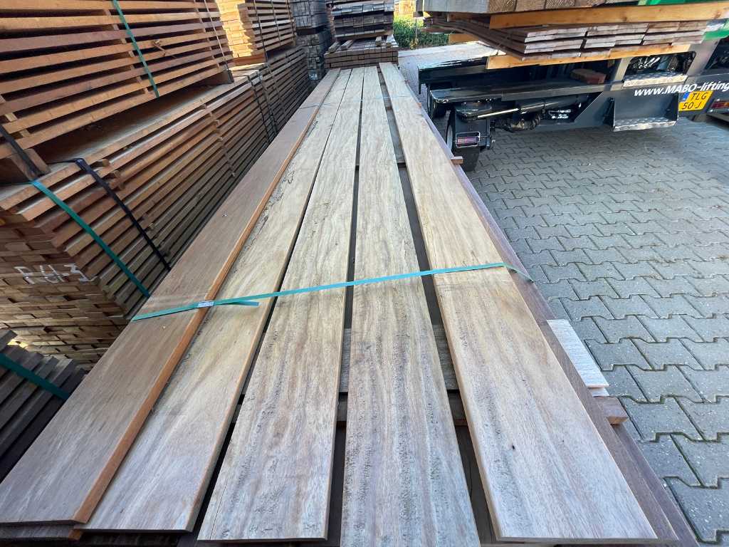 Guyana Ipé hardwood planks planed 21x145mm, length 430cm (55x)