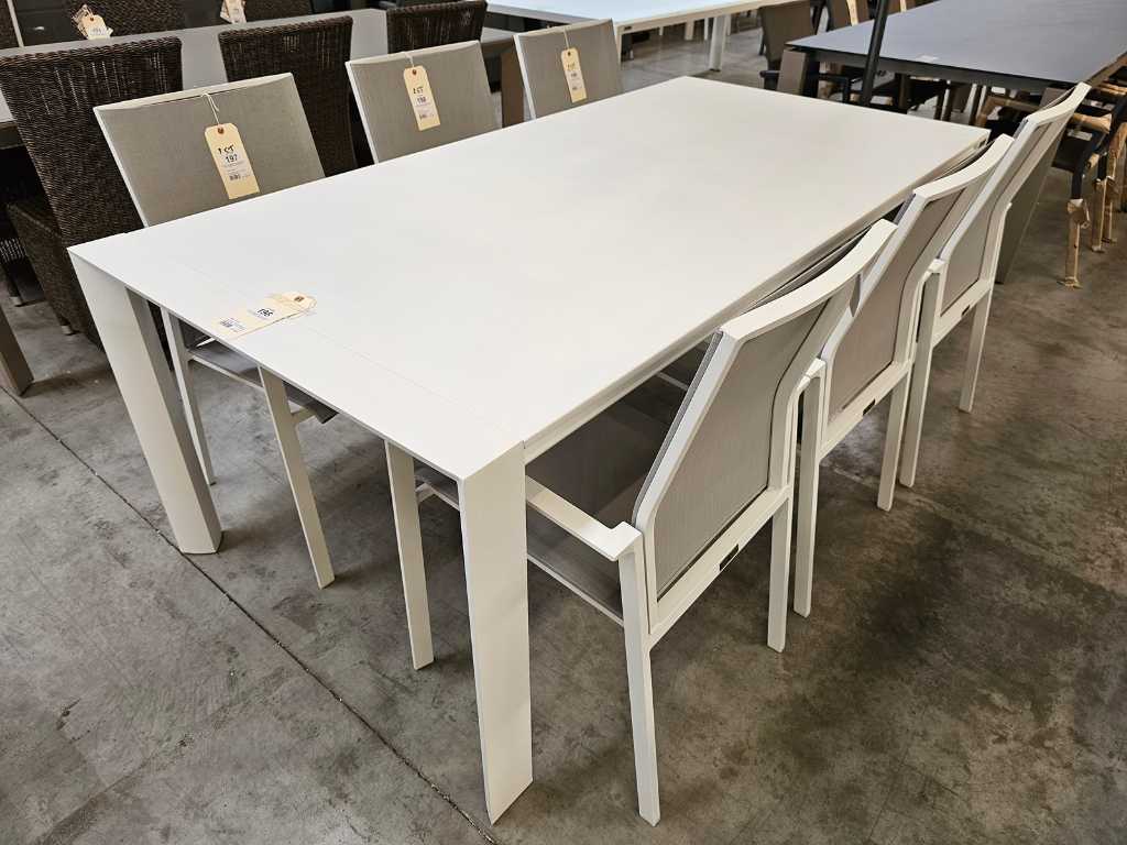 Jati-Kebon Table de jardin en aluminium Aspen Blanc mat 200 x 100cm