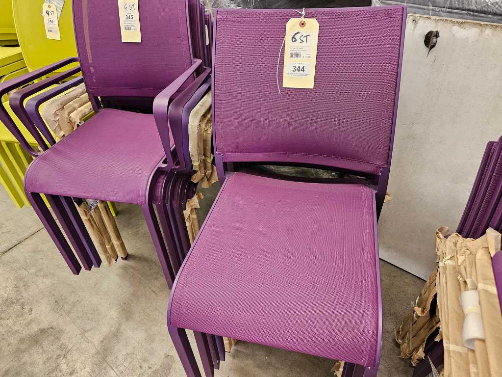 6 x Garden Prestige Alu Stacking Chair Nice Purple Matt + Purple