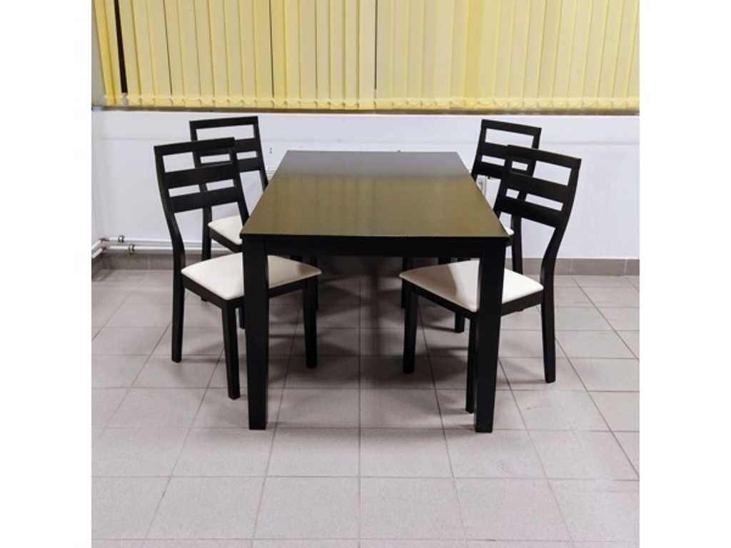 1x Table group Magnolia Black - 4 pieces armchair + 1 piece table - living room table Table set, dining set, dining set, table, chair, armchair, work table, restaurant table, restaurant table, restaurant table, living room table, canteen table - gastro discount
